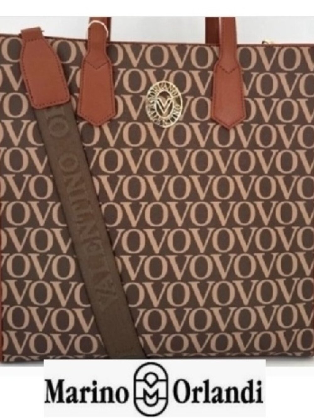 New $450 Marino Orlandi Italy Signature Monogram Tote Shoulder Bag w Strap